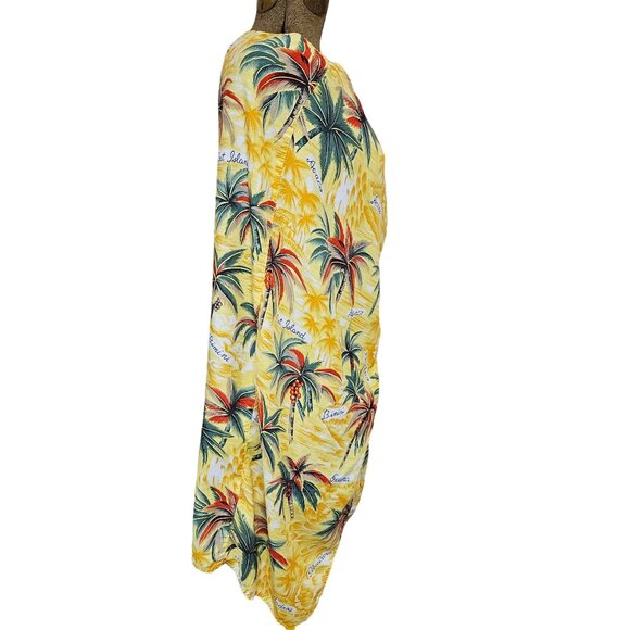 Lizsport Womens Large Yellow Hawaiian Print Sarong Beachwear Cover Up Summer - Picture 2 of 10